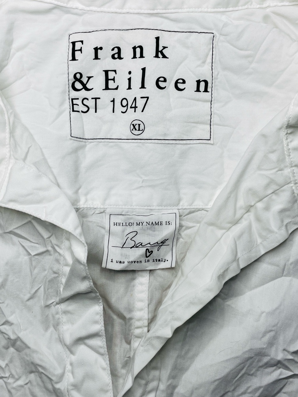 Frank & Eileen Barry Shirt Blouse Womens XL White Button Up CRINKLE Fabric - Picture 5 of 6
